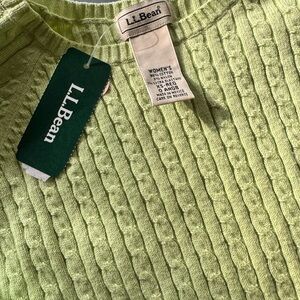 L.L. Bean Light Green Cable Knit Pullover